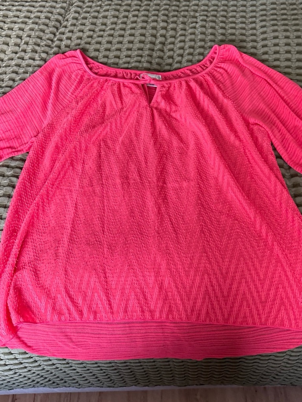Shyanne Vibrant Hot Pink Textured Short Sleeve Tunic